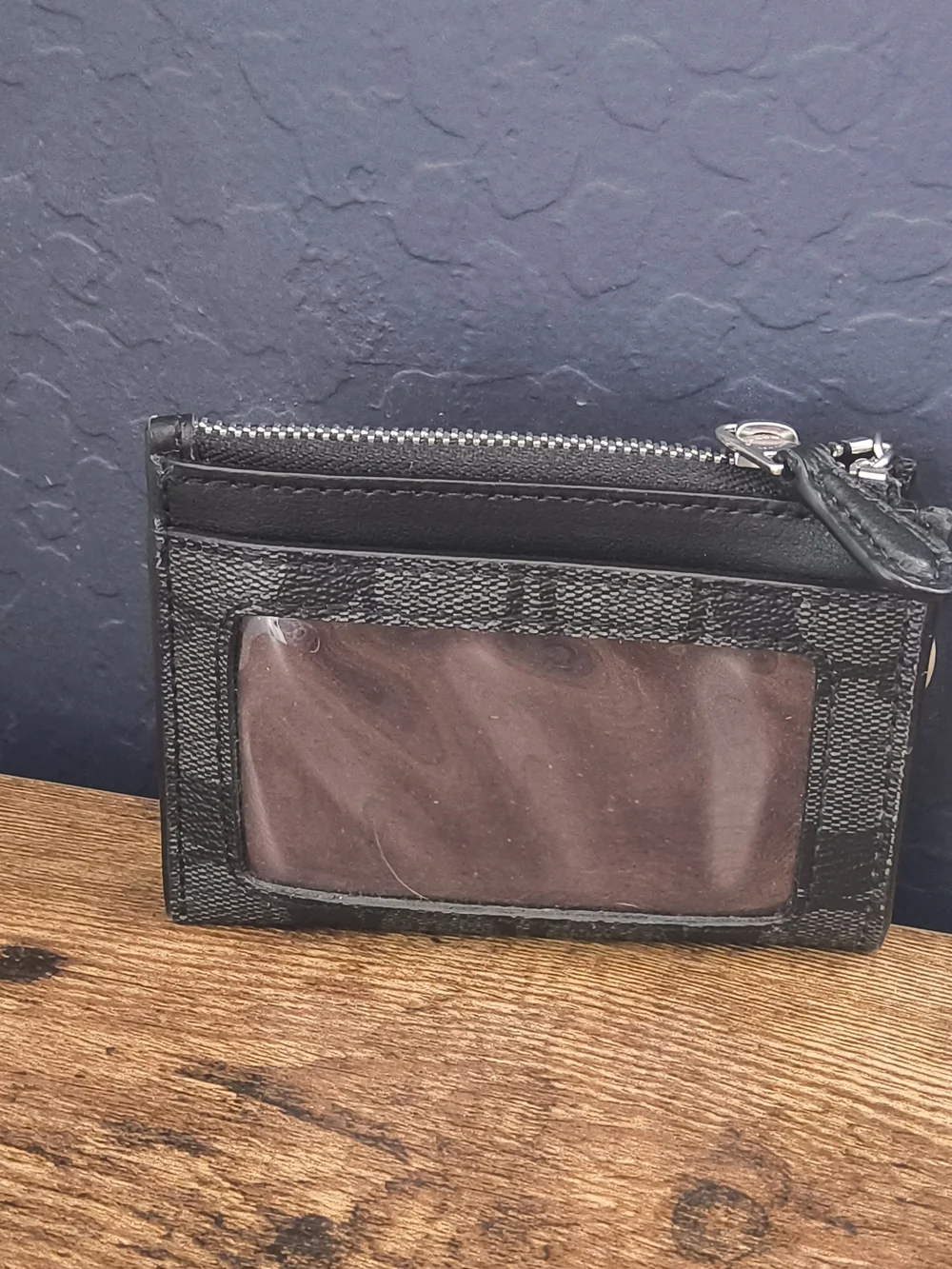 Coach Signature Black Zip Card Case with Keyring